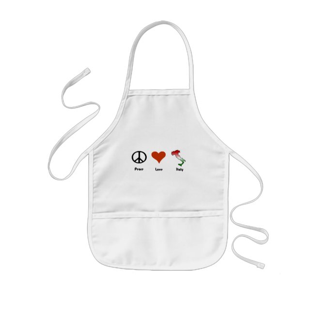 Avental Infantil Paz, Amor, Itália (Frente)