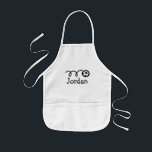 Avental Infantil Pedras personalizadas para crianças | design de bo<br><div class="desc">Painéis de pintura personalizados para crianças. Adicionar nome. Design de bola de futebol para presentes personalizados. Gráfico desportivo bonito com nome personalizado de criança. Crianças divertidas são em bege,  amarelo e branco. Adequado para meninos e meninas.</div>