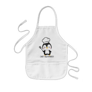 Avental Infantil Pinguim-Chefe Personaliza Apron Crianças