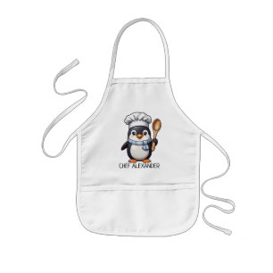 Avental Infantil Pinguim-Chefe Personaliza Apron Crianças