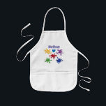 Avental Infantil Pinte espirra o artista personalizado<br><div class="desc">Daubs coloridos brilhantes da pintura e coração azul para os miúdos que amam pintar.</div>