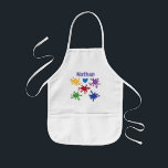 Avental Infantil Pinte espirra o artista personalizado<br><div class="desc">Daubs coloridos brilhantes da pintura e coração azul para os miúdos que amam pintar.</div>