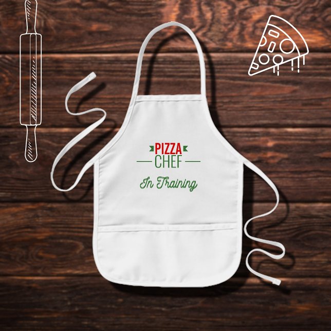 Avental Infantil Pizza Chef em treinamento - vermelho branco verde (Criador carregado)