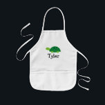 Avental Infantil Placa de pintura para crianças pequenas com tartar<br><div class="desc">Pintar tons para crianças pequenas com nome personalizável e ilustração da tartaruga verde. Escolha entre muitas fontes legal. Outros designs também disponíveis como coração,  estrela,  beijo. Para todas as crianças,  rapazes e raparigas. Por favor,  visite nossa loja para mais trabalho de arte.</div>