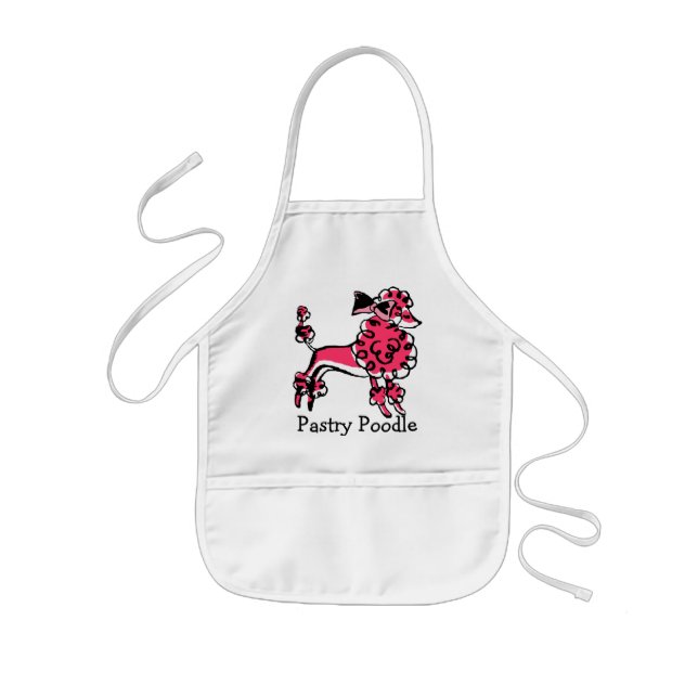Avental Infantil Poodle de pastelaria rosa-50 (Frente)