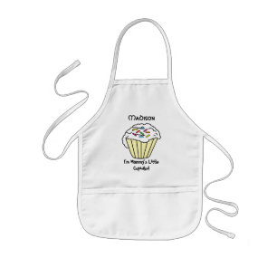 Avental Infantil Pouco cupcake amarelo da mamã