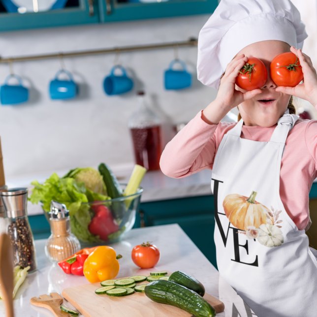 Avental Infantil Pumpkin Laranja Moderno Com Amor (Criador carregado)