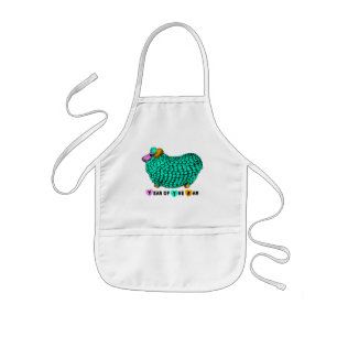 Avental Infantil Ram Ovino Ilustração Verde Crianças Apron