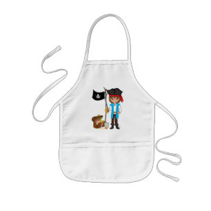 Avental Infantil Rapaz Pirata com o tesouro e a bandeira Apron