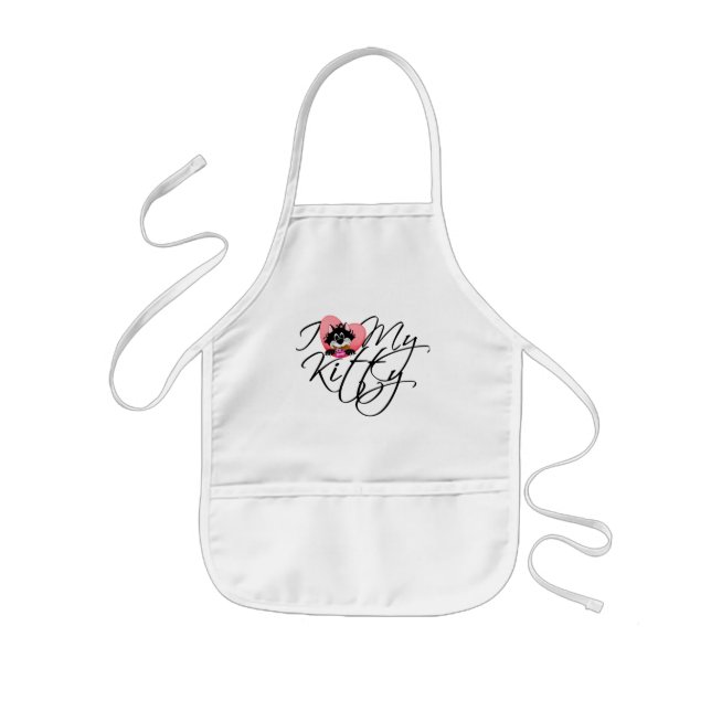 Avental Infantil Rosa, adoro meus Camisetas e presentes Gatinhos (Frente)