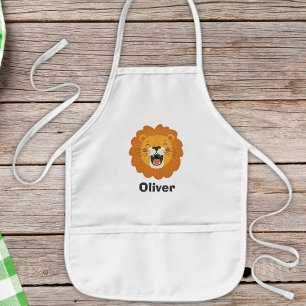 Avental Infantil Rosto de Leão Rugindo Feliz – Animal de Selva Fofo
