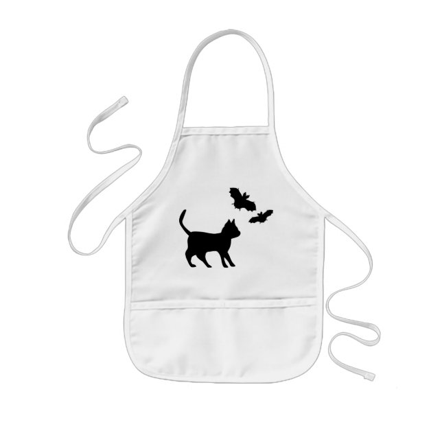 Avental Infantil Schwarzer Kater mit Fledermas (Frente)