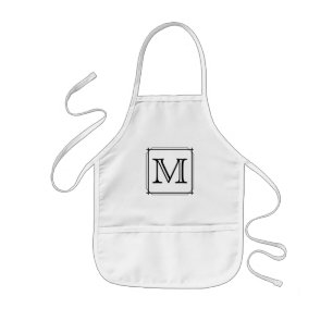 Avental Infantil Sua Carta. Monograma Personalizado.Preto e branco