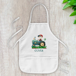 Avental Infantil Trator verde-bonito para rapazes personalizado