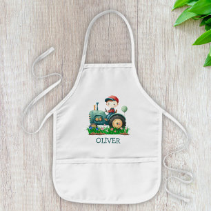 Avental Infantil Trator Verde Fofo Personalizado para Meninos