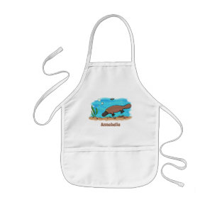 Avental Infantil Um desenho animado para a natação em platypus