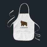 Avental Infantil Urso Castanho Bonito Personalizado<br><div class="desc">Este avental infantil para amantes de os animais apresenta uma ilustração de ursos marrons fofinhos. Personalize com o nome do seu filho em letras negras. Faz um avental de excelente para rapazes ou raparigas!</div>