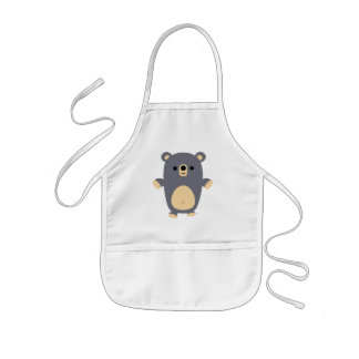 Avental Infantil Urso de Cartoon Azul Bonito Crianças Apron