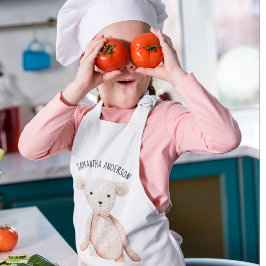 Avental Infantil Urso de Teddy Rosa Pink Pastel de Bela Moderna com