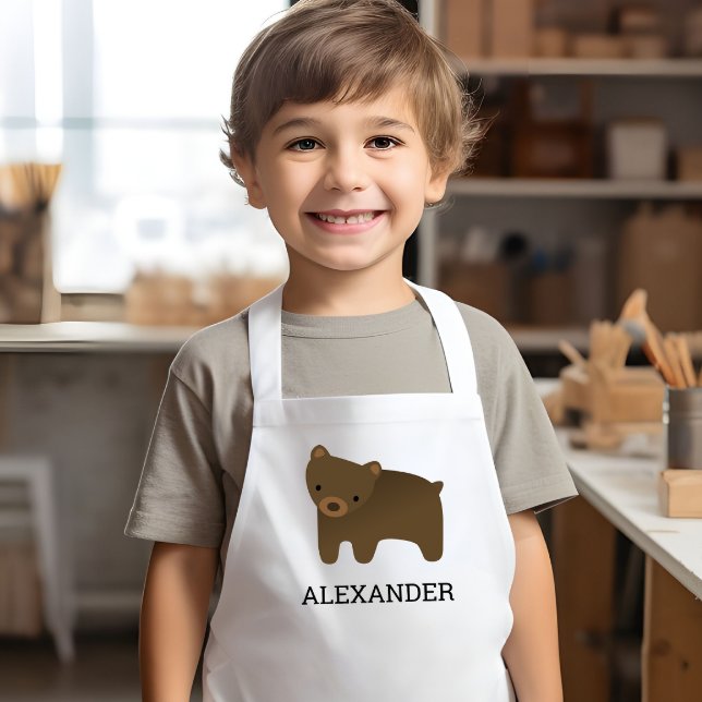 Avental Infantil Urso Marrom Fofo Personalizado (Criador carregado)