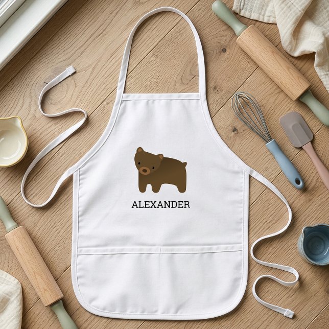 Avental Infantil Urso Marrom Fofo Personalizado (Criador carregado)