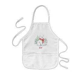Avental Infantil Urso Polar em Aquarela Fofo