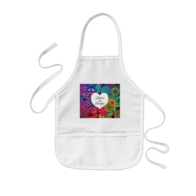 Avental Infantil Watercolor Rainbow Mandala Com Coração (Frente)