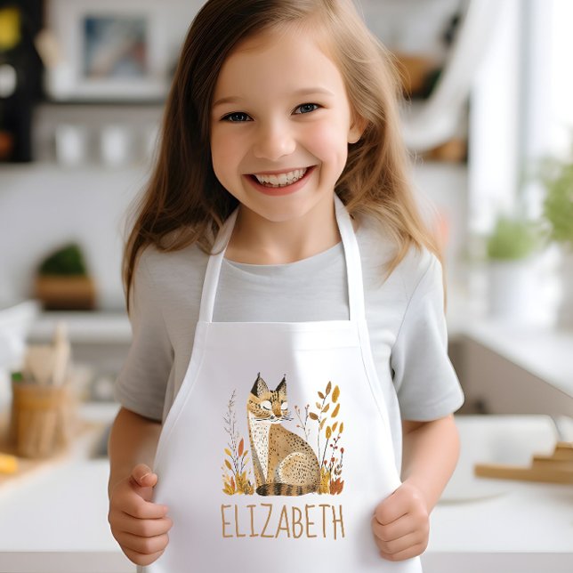 Avental Infantil Woodland Bobcat Cute Personalized (Criador carregado)