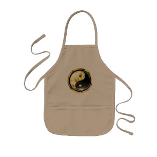 Avental Infantil Yin Yang dourado em preto