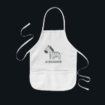 Avental Infantil Zebra Cuta Personalizada<br><div class="desc">Este avental infantil para amantes de os animais apresenta uma ilustração fofa. Personalize com o nome do seu filho em letras negras. Faz um avental de excelente para rapazes ou raparigas!</div>