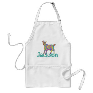 Avental Jackson Add Name Rainbow Spiral Goat Animal Art