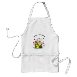 Avental Jardim Flor com seu Texto Branco Apron