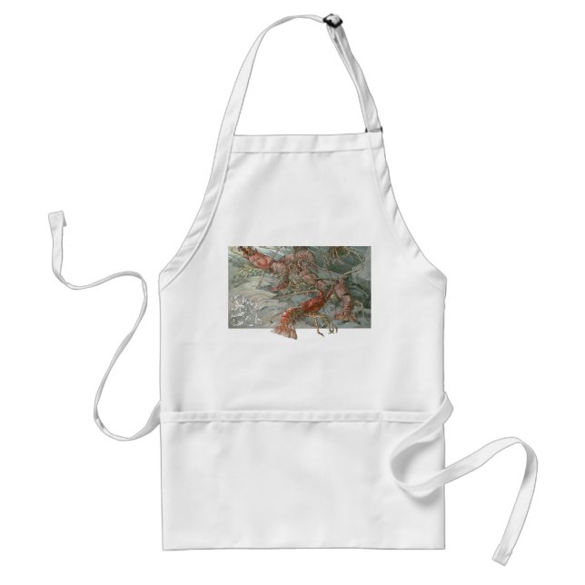 Avental Lagostas no oceano, Vintage Art Nouveau (Frente)