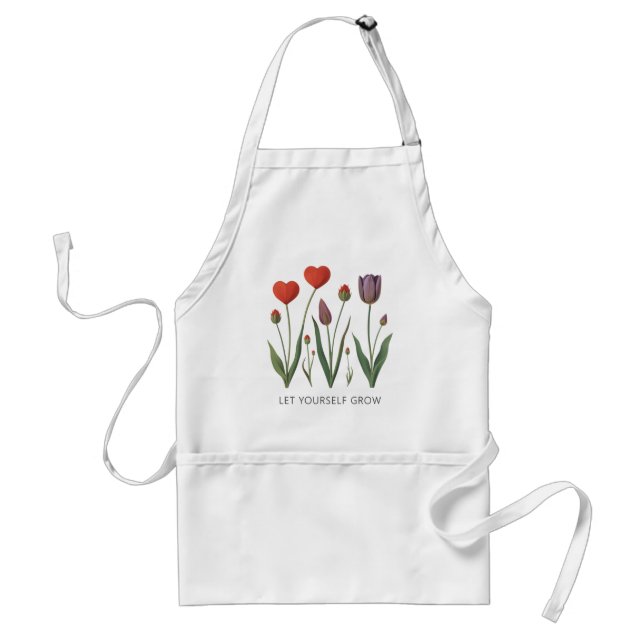Avental Let Yourself Grow Floral Heart Tulips Art (Frente)