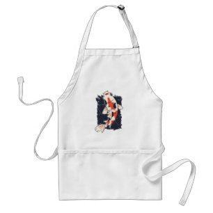 Avental Lindo Peixe Koi com Cores Vermelho Branco Preto