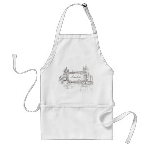 Avental London Tower Bridge  Ink Illustration Adult Apron