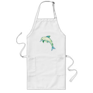 Avental Longo Abstrato Watercolor Dolphin com Estrelas do Mar