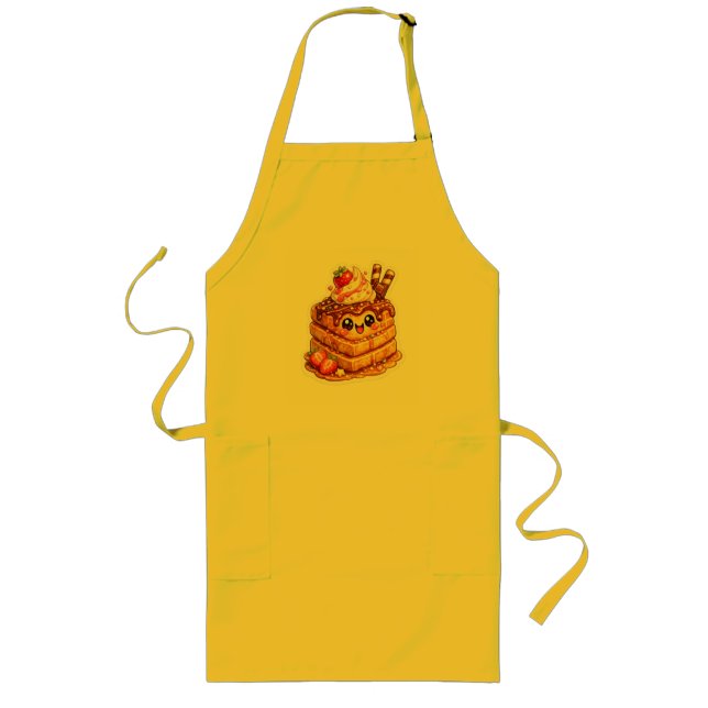 Avental Longo Adesivo de Sobremesa de Waffle Feliz (Frente)