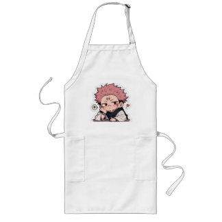 Avental Longo Adesivo do Rei Fofo Chibi Emburrado - Cabelo Rosa