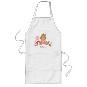 Avental Longo Adulto Adulto De Pão Branco Rosa-Cor-de-Rosa-Cor-