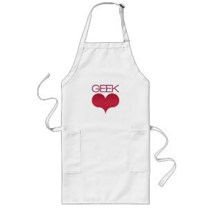 Avental Longo Amor ao geek (Coração) Apron, Rosa Escuro