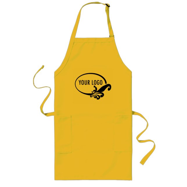 Avental Longo Apron Amarelo Longo Uniforme com Pockets Logotipo  (Frente)