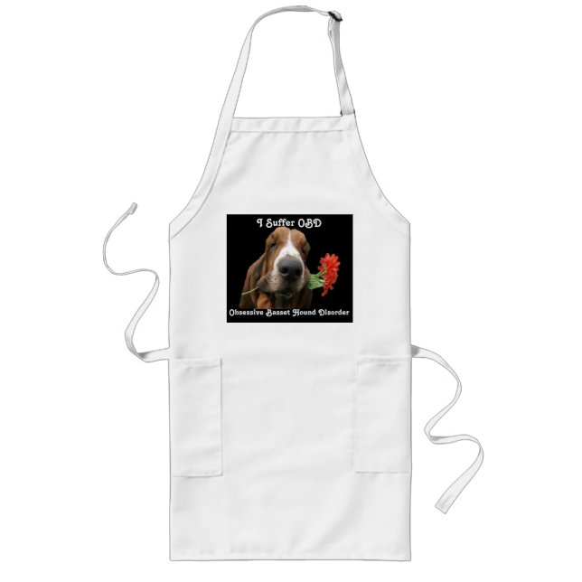 Avental Longo Apron Basset Hound Com Flores (Frente)