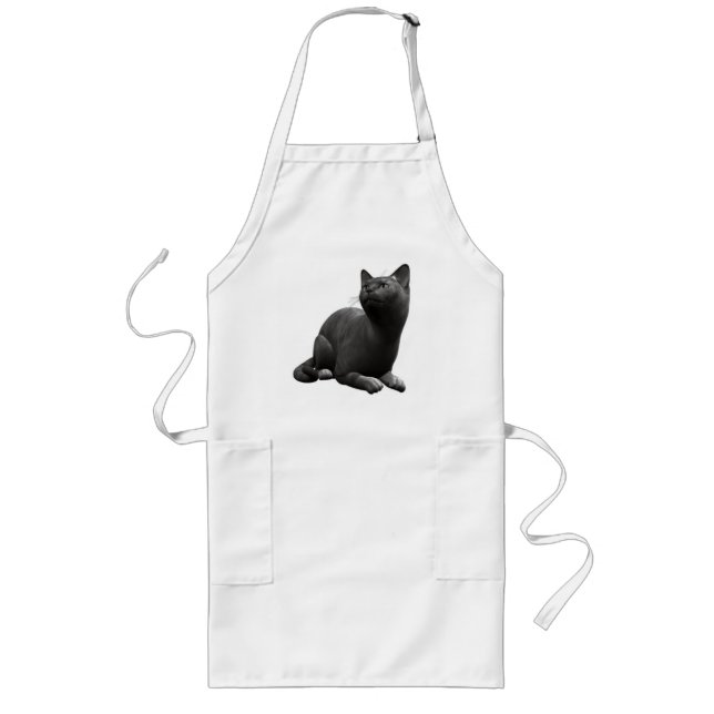 Avental Longo Apron de Gato Negro Tranquilo (Frente)