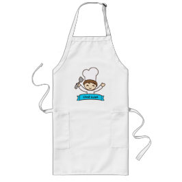 Avental Longo Apron for Kids with Hand-Drawn Masterchef Print