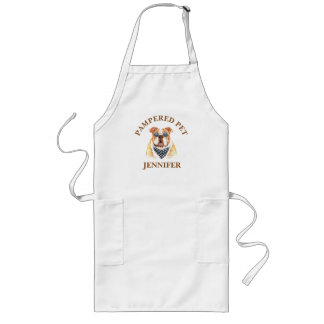 Avental Longo Apron Personalizado para o Groomer de Pet Bulldog