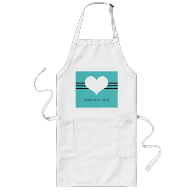 Avental Longo Aqua Modern Heart Apron (Frente)