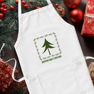 Avental Longo Árvore de Natal e Grinalda Minimalista Vintage Ret