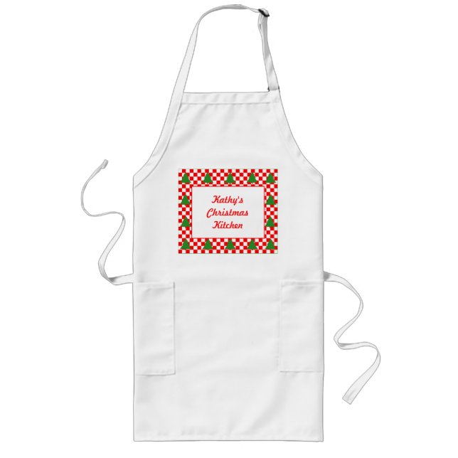 Avental Longo Árvore de Natal Personalizada Apron (Frente)