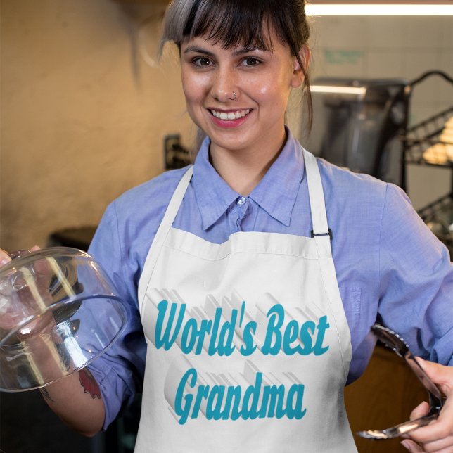 Avental Longo Avó céu azul texto longo (Criador carregado)